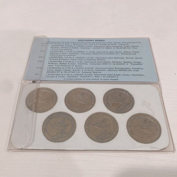 Discovery Series Antiqued 6 Solid Bronze Coins NASA Space Shuttle - Picture 3 of 9